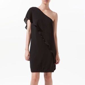 Zara One Shoulder Chiffon Dress